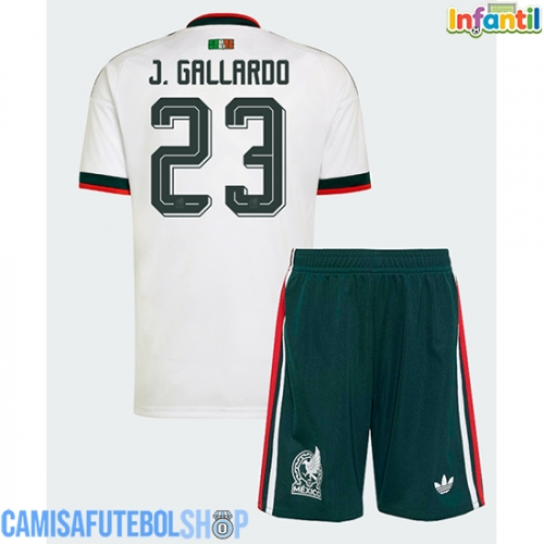 Camisa de time de futebol México Jesus Gallardo #23 Replicas 2º Equipamento Infantil Mundo 2026 Manga Curta (+ Calças curtas)